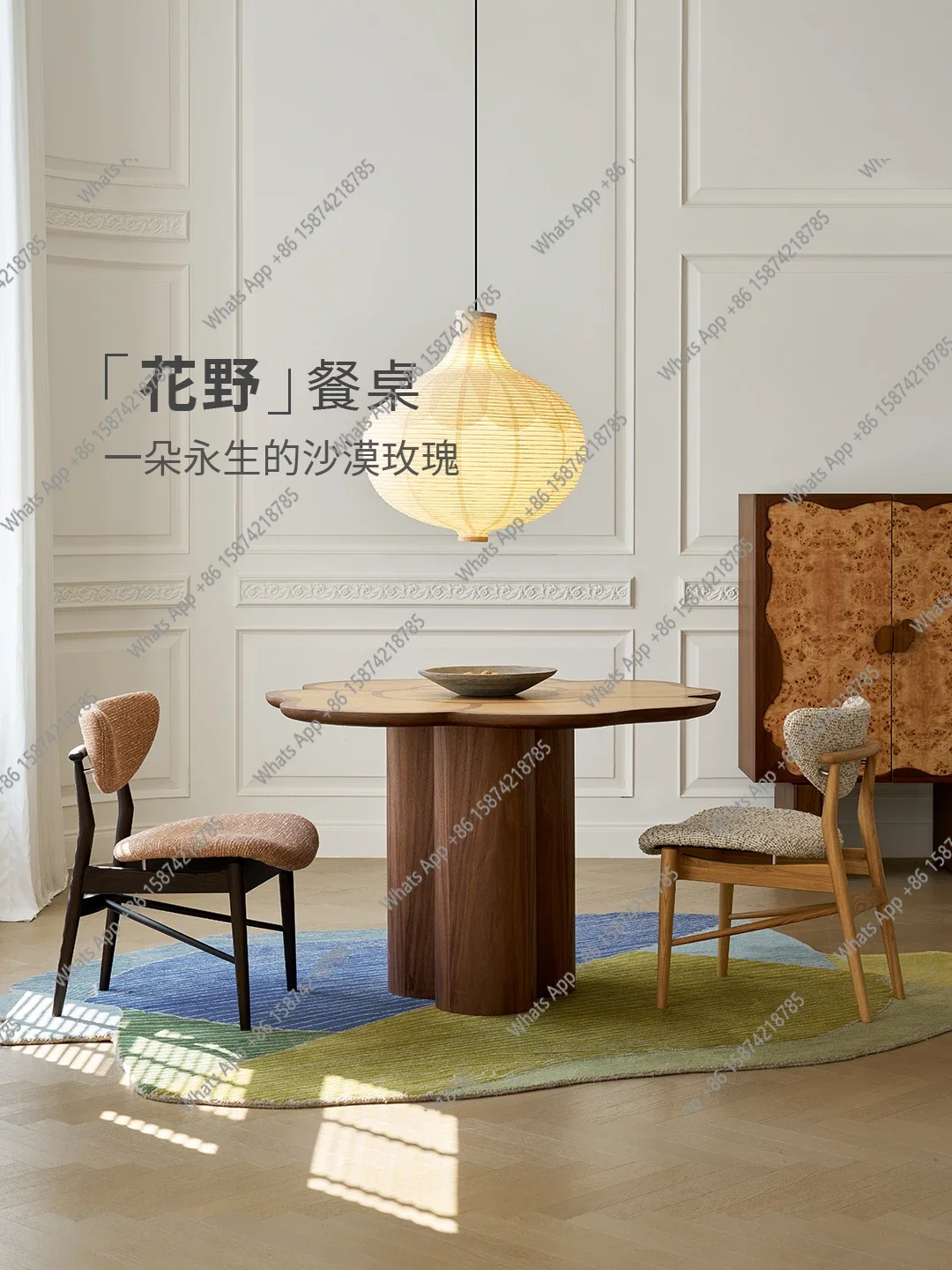 

A63 Цветочный обеденный стол для пикника в стиле ретро, средневековый стиль, гостиная, маленькая квартира, домашний дизайнер, креативный круглый обеденный стол