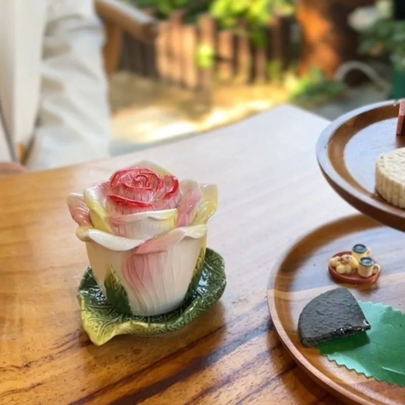 Tarro de cerámica con bajo esmalte, tenedor de Color, barril, adornos artesanales de mesa, mano de obra exquisita, decoración del hogar, champán, Rosa