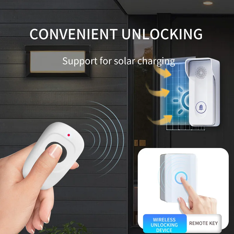 Wireless Intercom Doorbell 1KM Long Range Hand Free 2-Way Audio Door Bell Remote Unlocking Waterproof Door Phone with Chime