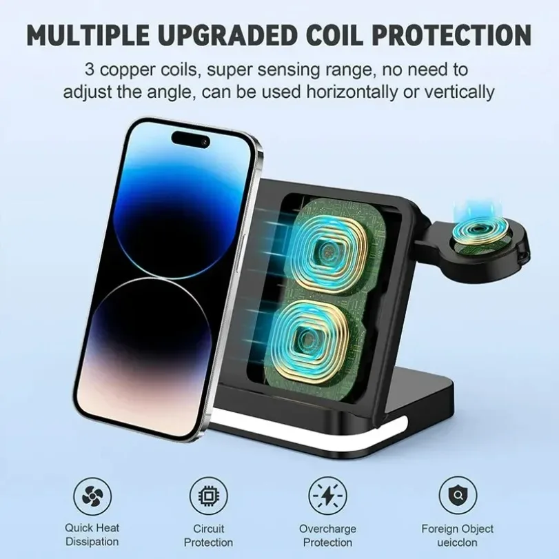 Para samsung estação de carregamento dobrável 3 em 1 carregador sem fio para samsung z fold 6 5 z flip6/5 s24 s23 galaxy watch 7-2 botões 3/2