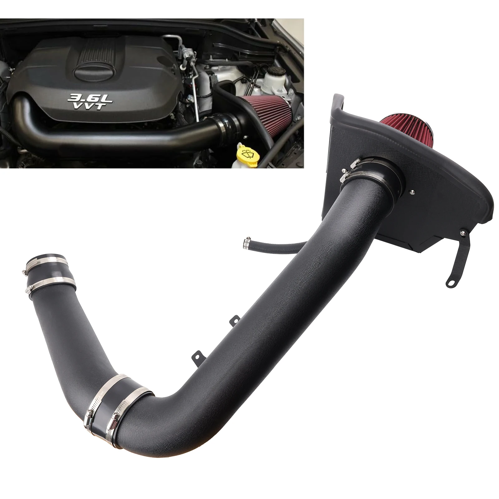 

Cold Air Intake Kit High-Flow w/Heat Shield for Dodge Durango Jeep Grand Cherokee 3.6L V6 2011-2015