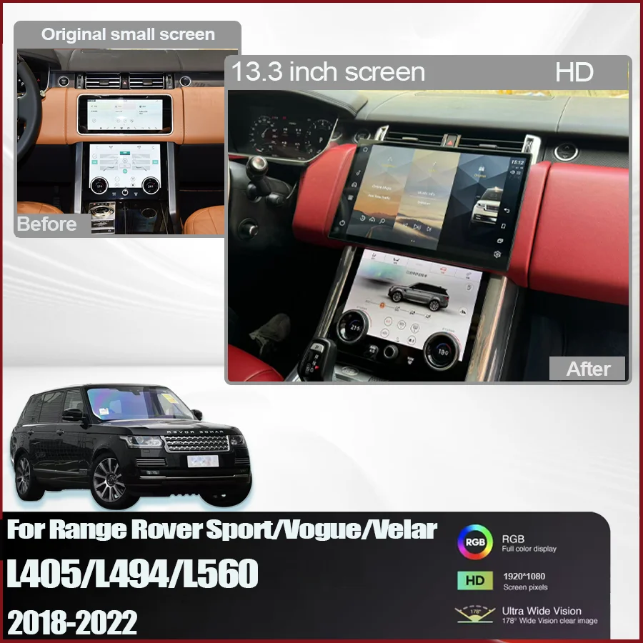 13.3 inch Android 13 Screen For 2018-2022 Range Rover Sport L494/Vogue L405/Velar L560 Multimedia Player Radio Carplay Touch GPS