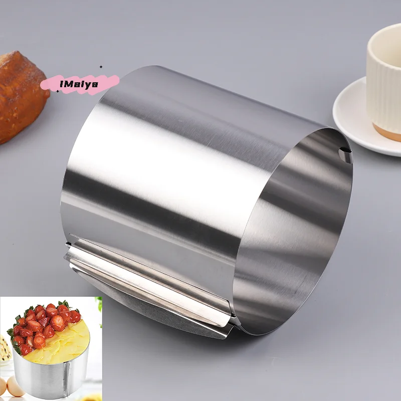 Molde de anillo para Mousse retráctil de acero inoxidable 430 de 15CM de altura, resistente al óxido, ajustable con escala para hornear pasteles