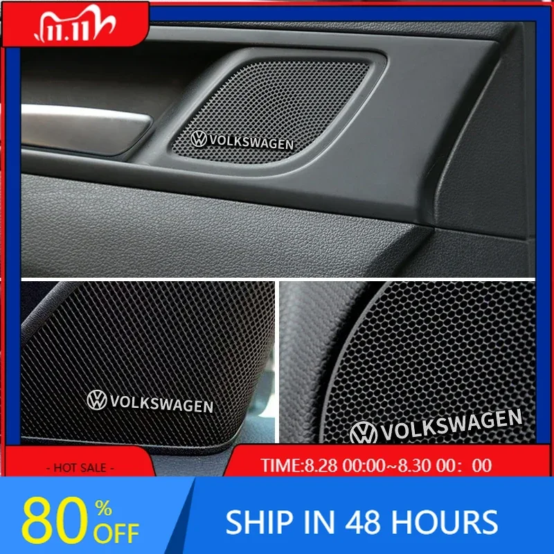 

VW GTI GOLF 2026 Hot For VW VOLKSWAGEN 4pcs 3D aluminum speaker stereo speaker badge emblem Sticker for VW Volkswagen Golf Polo