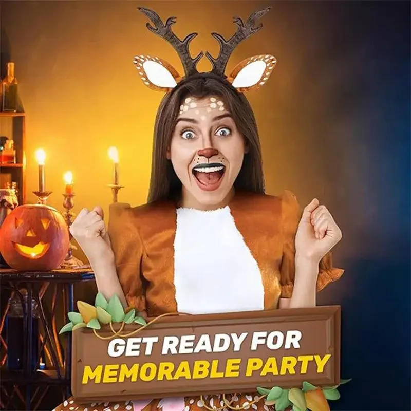 Fascia per renna Fascia per capelli per adulti carina realistica con corna di cervo Fascia per orecchie di animali per cosplay Costume da cervo Accessori natalizi