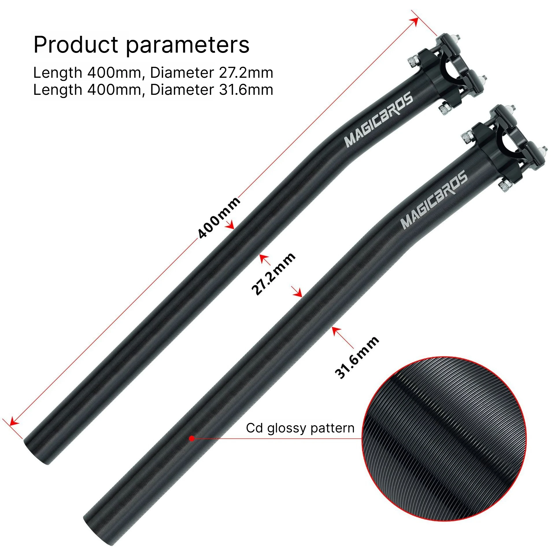 MAGICBROS Dual Bolt Offset Aluminium-Sattelstütze 27,2/31,6 mm Durchmesser für MTB Downhill Bike Dirt Jump Bike – Detail 2