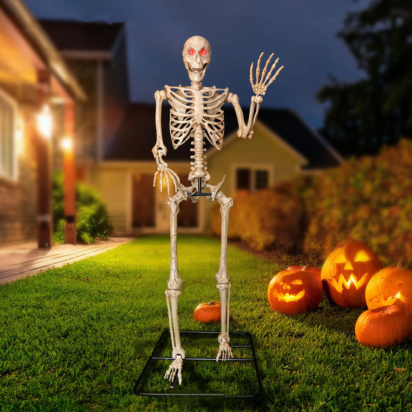 Halloween oversized 3.2 meters skull glowing eyes oversized ghost decoration haunted house horror giant pendant prop