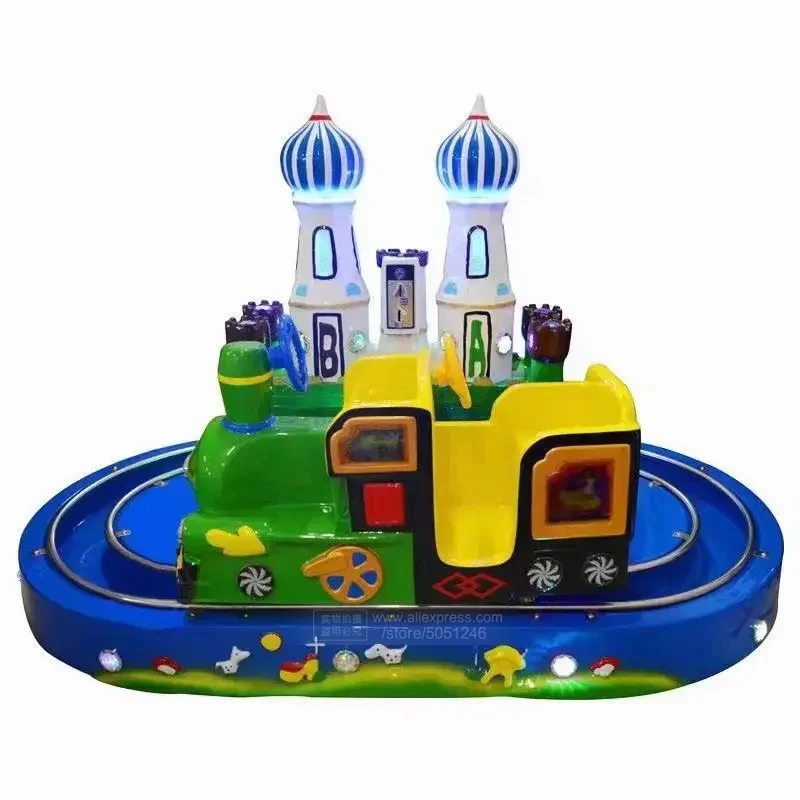 2 Players Token Coin Operated Castle Train Baby Kids Drive Mini Electric Car Kiddie Rides Indoor Amusement Arcade Game Machine