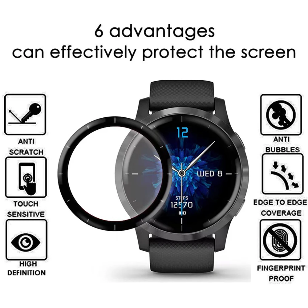 ฟิล์มนาฬิกา1/3/5ชิ้นสำหรับ Garmin vivoactive 4/3D แอคทีฟคอมโพสิตฟิล์มโค้งสมาร์ทวอท์ชป้องกันหน้าจอไม่ใช่กระจก