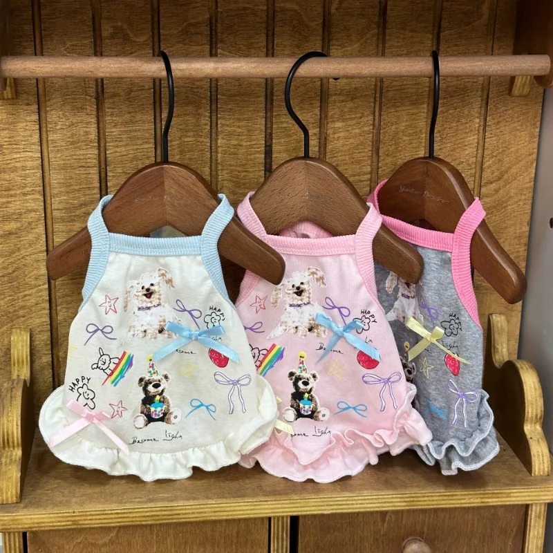 

Pet Lace Bear Vest Summer Camisole Cute Contrasting Vest Teddy York Pet Dog Clothes Dog Clothes for Small Dogs Puppy Clothes