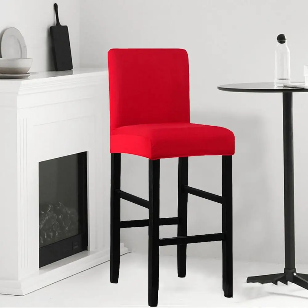 Elastic Stretch Counter Height Bar Stool Cover Dustproof Jacquard Chair Slipcover Washable Solid Color Chair Protectors