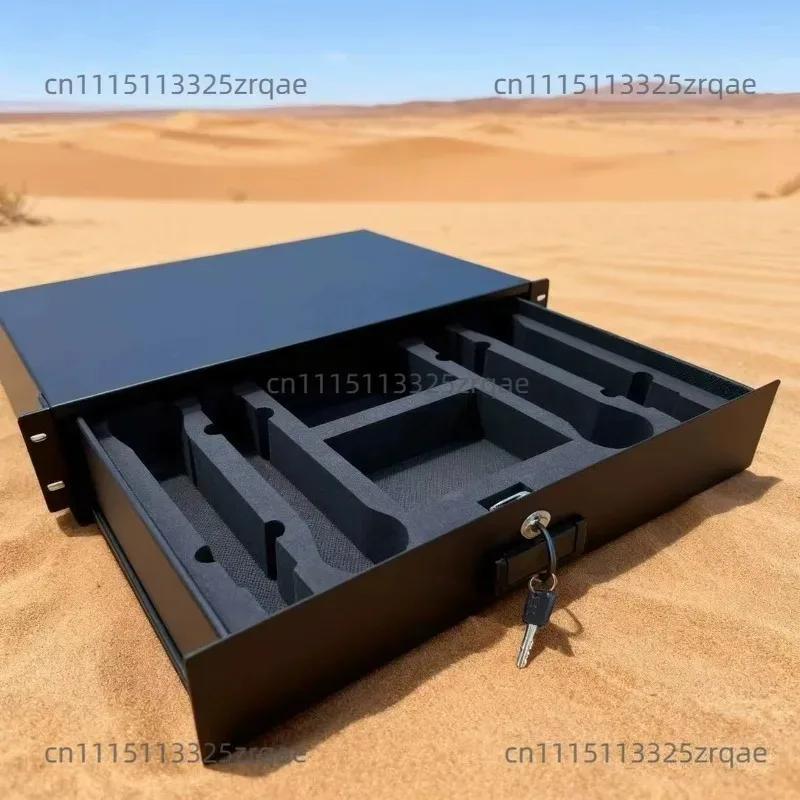 Microphone box 2U drawer, microphone drawer, cabinet drawer, with lock and microphone protection cotton