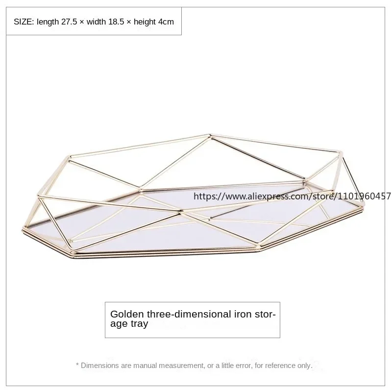 European Glass Metal Kitchen Storage Tray Gold Oval Dotted Fruit Plate Freezing Jewelry Display Rotary Candy Decor Tray Mirror