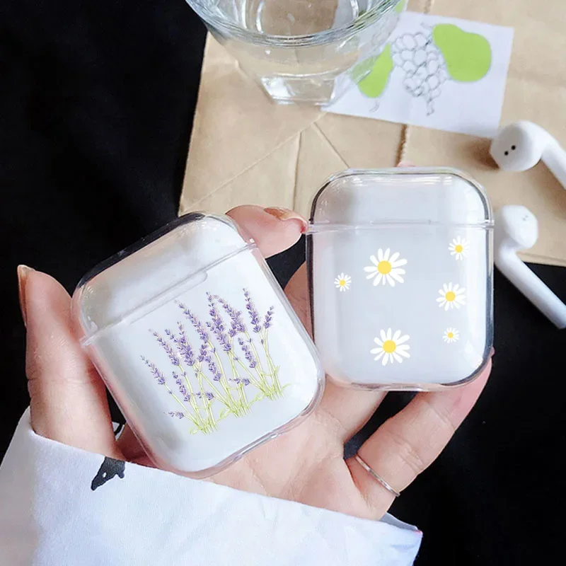 

Small Daisy Lavender Flowers for Apple Airpods 4 4th 3rd 2 Pro Earphone Sleeves Soft TPU Funda Cover for Airpods Earpods