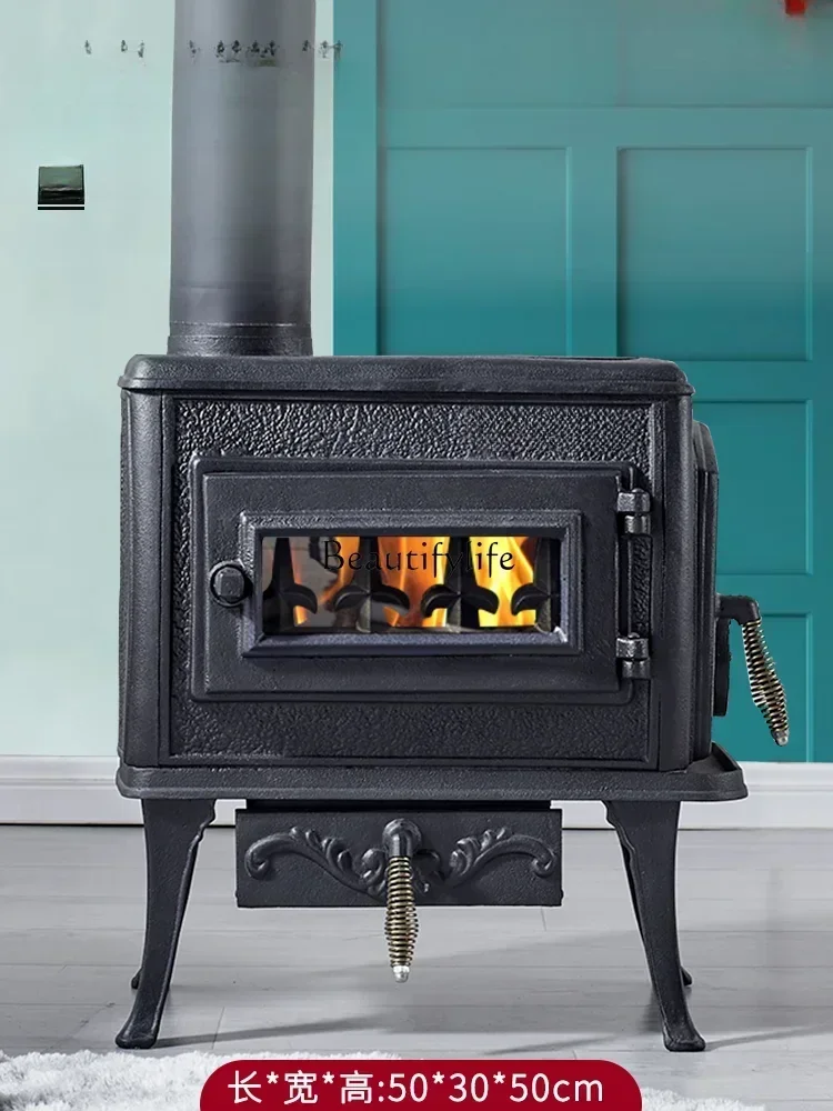 Real Fire Fireplace New Cast Iron Burning Wood Stove Household Heating Stove Power 8kW