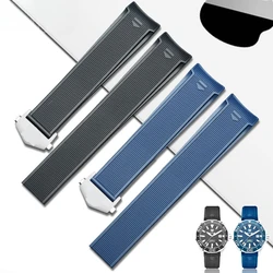 Breathable Odorless Watch Strap for Tag Heuer Aquaracer Series Sweatproof Curved Interface Silicone Watchbands Black Blue 22mm