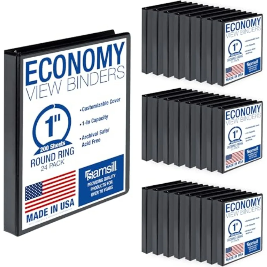 

Ring Binders, Economy Round Rg, Clear View Cover, 00 Sheet Capacity - for School, Home, Office - Black, Pack