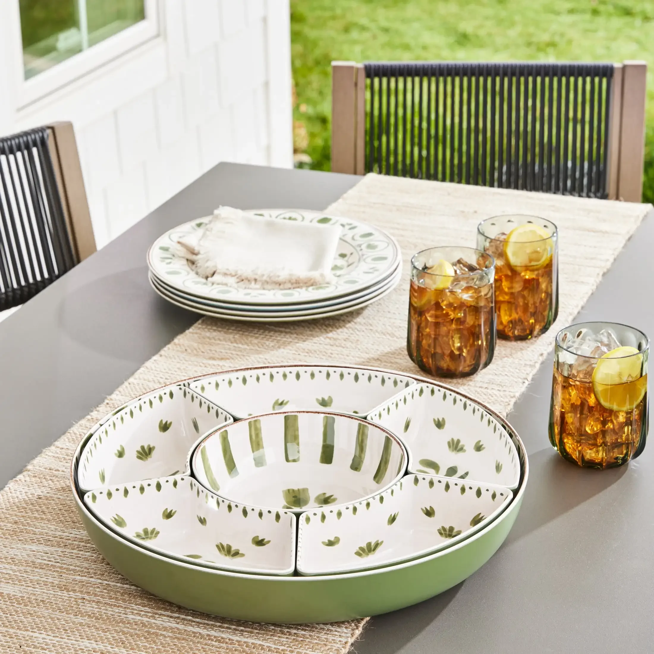 Better Homes & Gardens Бамбуковый меламиновый лоток для фишек и погрузчиков, зеленый