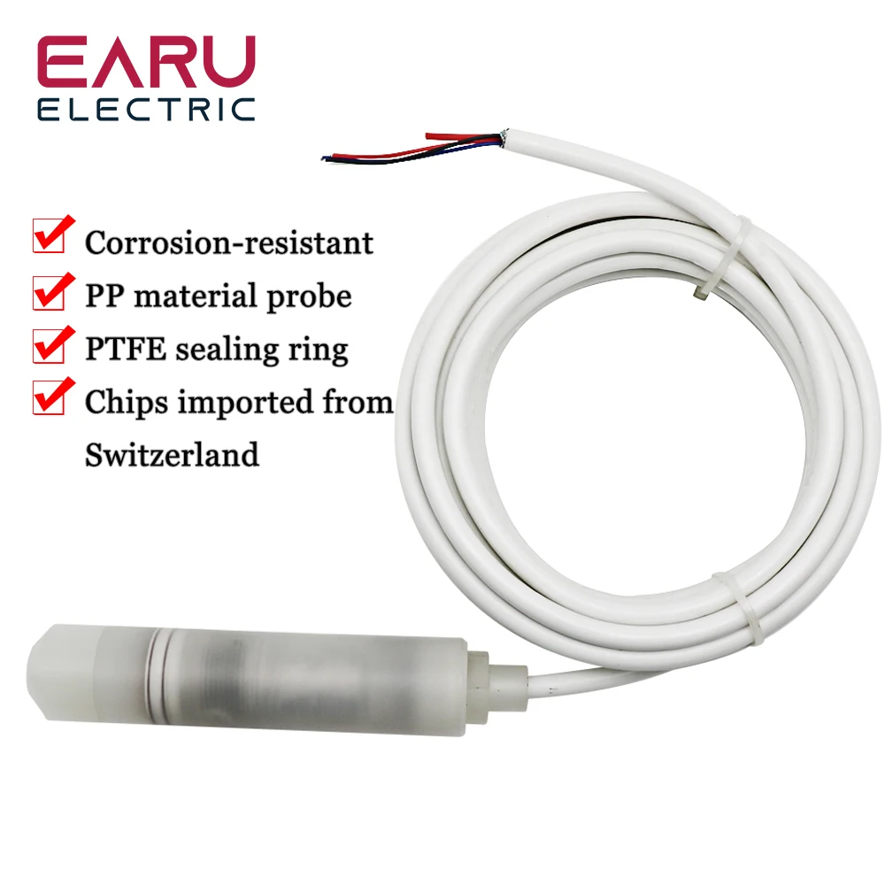 Anticorrosive Water Liquid Level Pressure Transmitter Transducer Sensor Probe PTFE Material for Strong Sulfuric Acid Nitric Acid