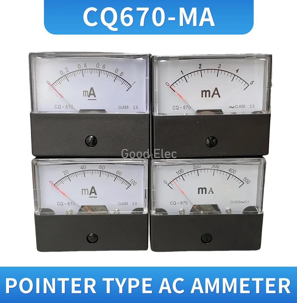 Dc Dh670 1ma 5ma 10ma 50ma 100ma 200ma 300ma 500ma Analoge Huidige Paneelmeter Ampère Ampèremeter