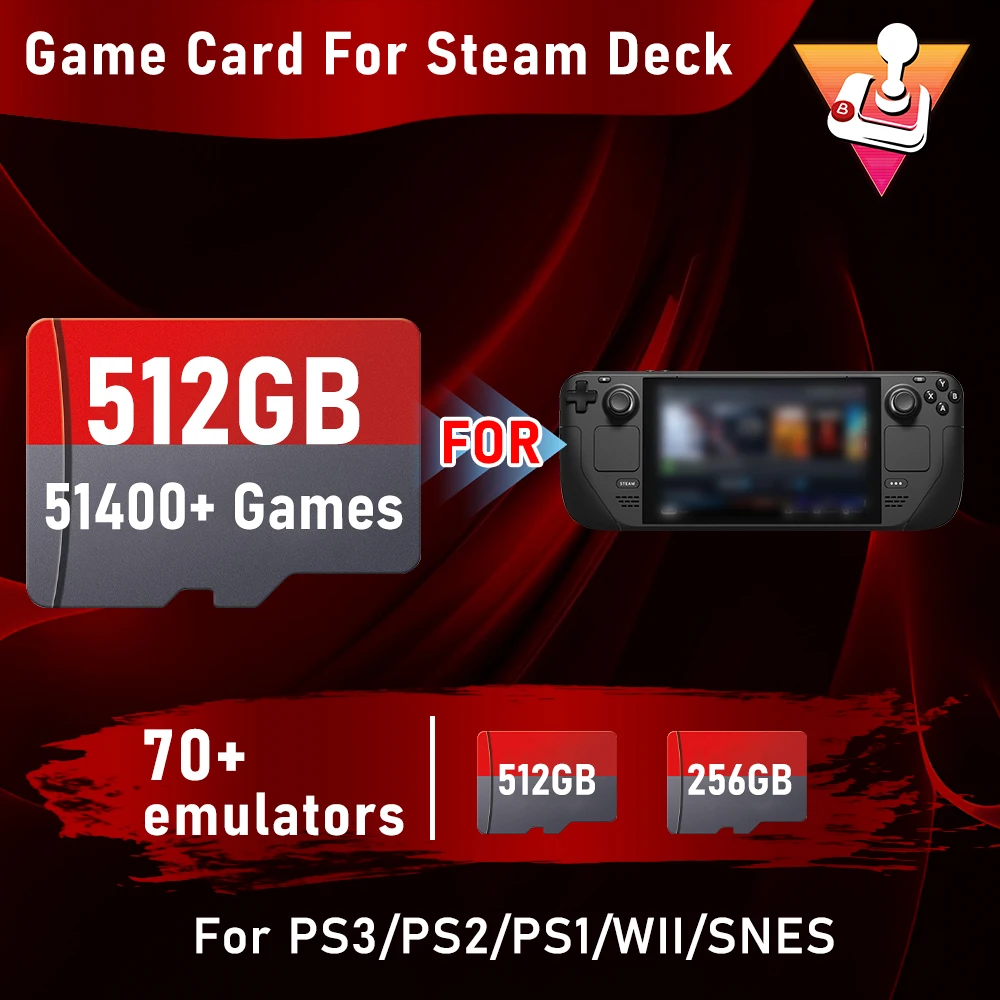 

Game Card For Steam Deck/GDP WIN600 With 43000/51400+Retro Games Emulators For PS3/PS2/PS1/WII/N64/MAME For Windows PC/Handheld