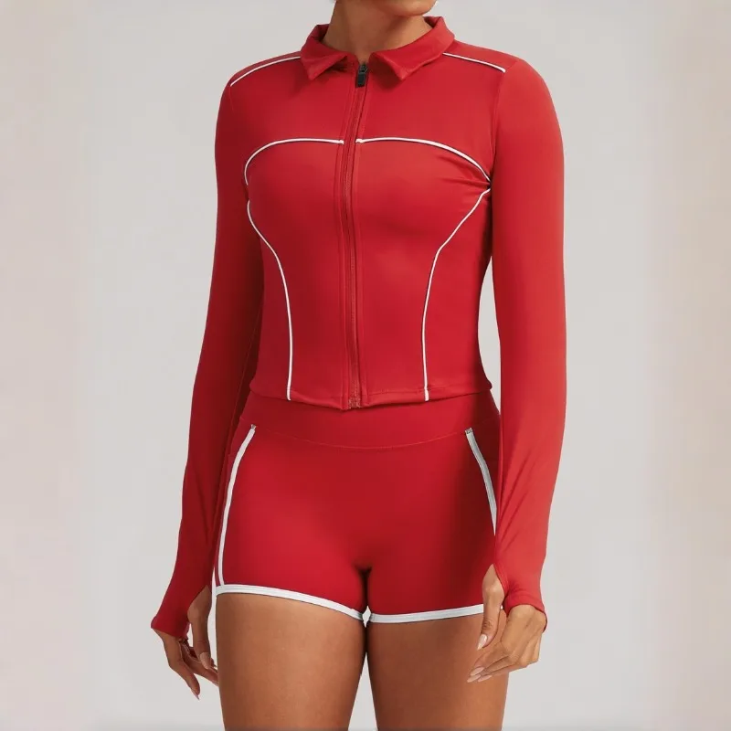 

Женский спортивный костюм с молнией: быстросохнущая куртка и леггинсы с высокой талией для фитнеса, бега, тренировок и йоги