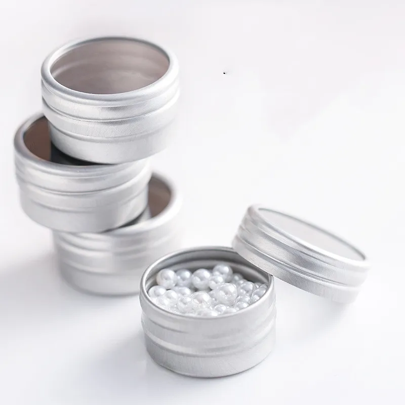 5pcs Nail Rhinestone Storage Aluminum Box Clear Window Jars Empty Cosmetic Metal Tin Containers Pack Jewelry Nail Classify Cans