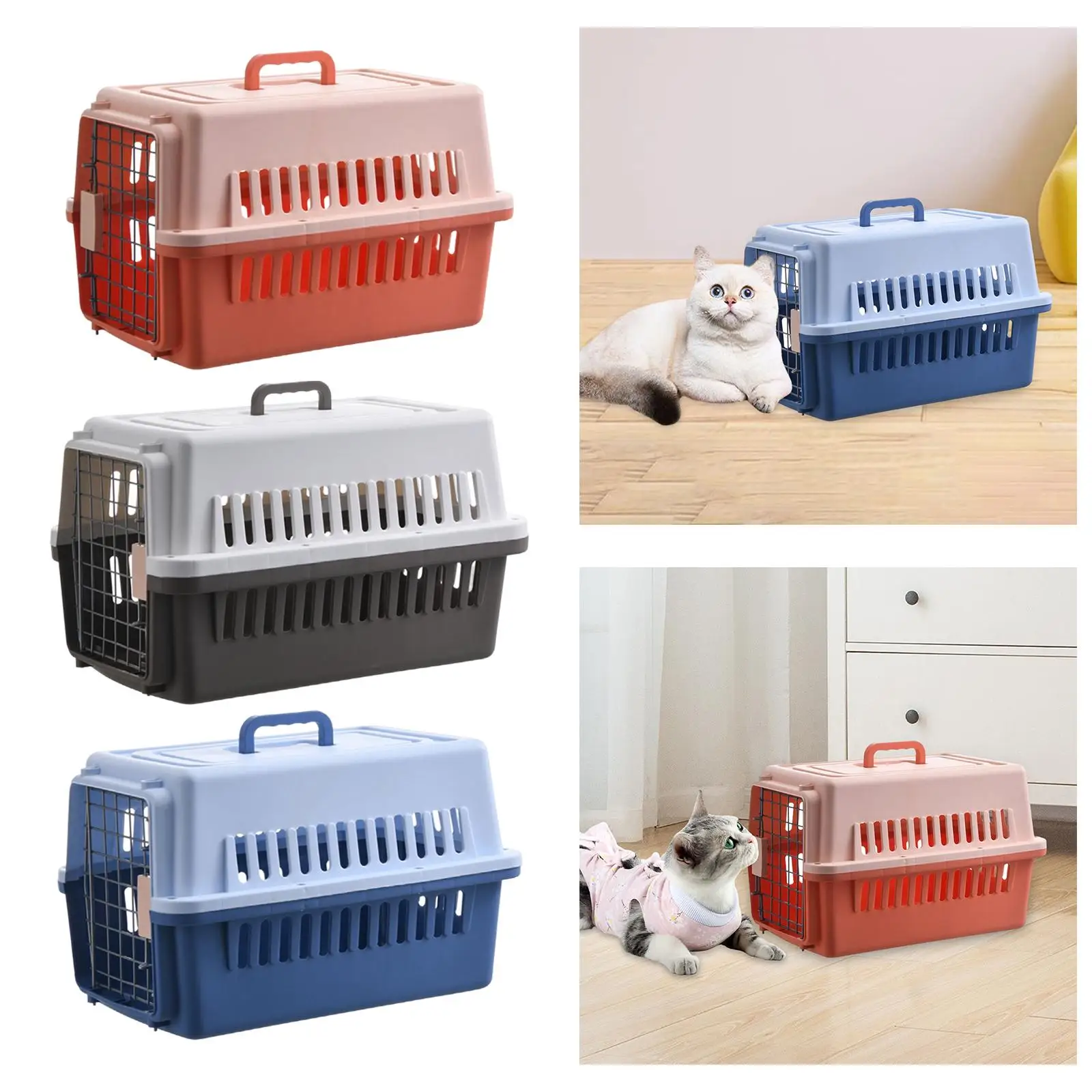 Hard Sided Pet Carrier Tote Cage Dog Travel Kennel for Cats Small Medium Dog