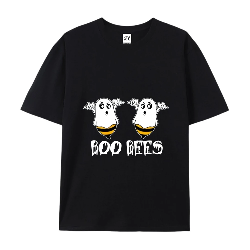 Śmieszna koszulka z grafiką pszczoły Boo, codzienna koszulka z krótkim rękawem i okrągłym dekoltem na Halloween, prezent dla dzieci, dla niego, dla niej, odzież z motywem Halloween.