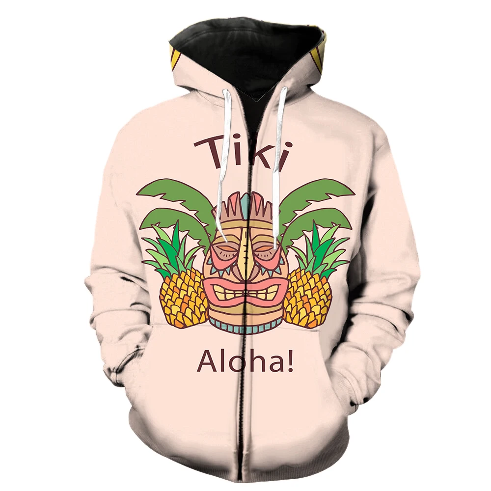 Tropical Island Hawaiian Style Men's Zipper Hoodie 3D Print Oversized Teens Tops With Hood Jackets 2022 Hot Sale Spring Fashion