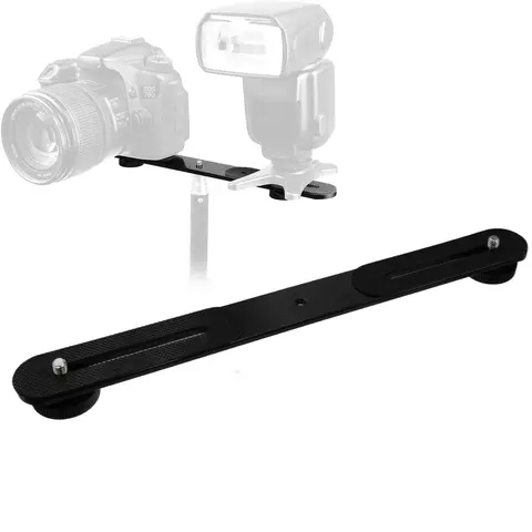 Dual Flash Bracket 1/4'' Screw Hot Shoe Bracket Mount Holder for Tripod Stand DSLR Camera LED Light Flash Light Microphone
