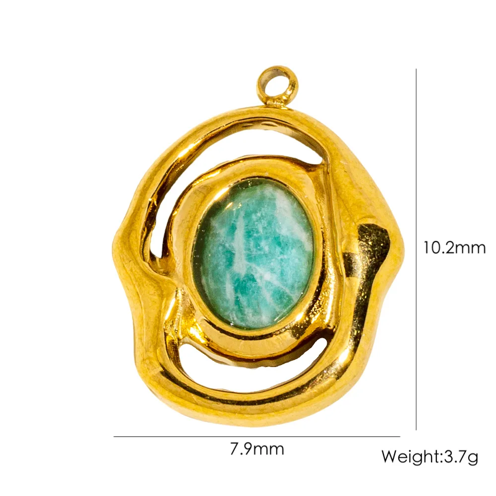 3/2Pcs Stainless Steel 20Style Natural Stone White Shell Drip Oil Green Style Pendant Charms for DIY Necklace Bracelet Jewelry