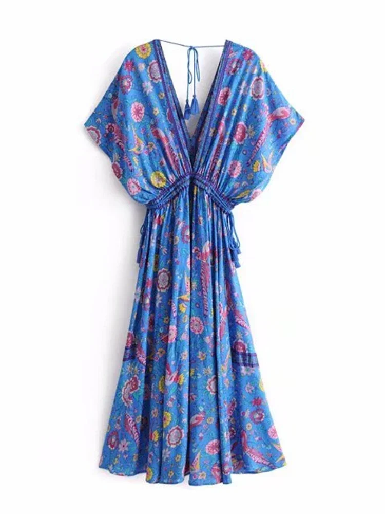 blue dress for baby girl Songbird Boho Floral Print Midi Dress S / Pink main image 0