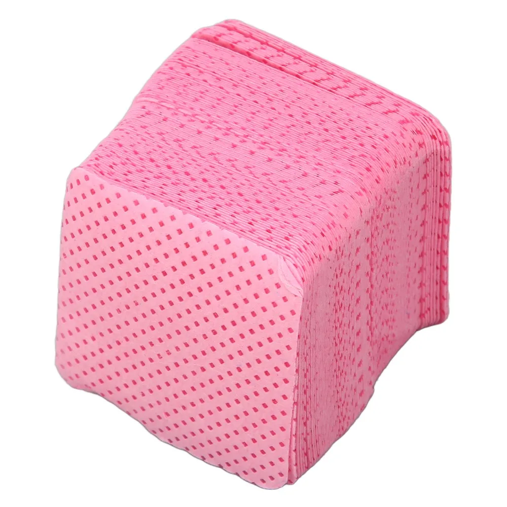 1000PCS Soft Eyelash Glue Cleaning Cotton Pad Absorbent Non-Woven Fabric Cleaning Nail Removal Pad Pink