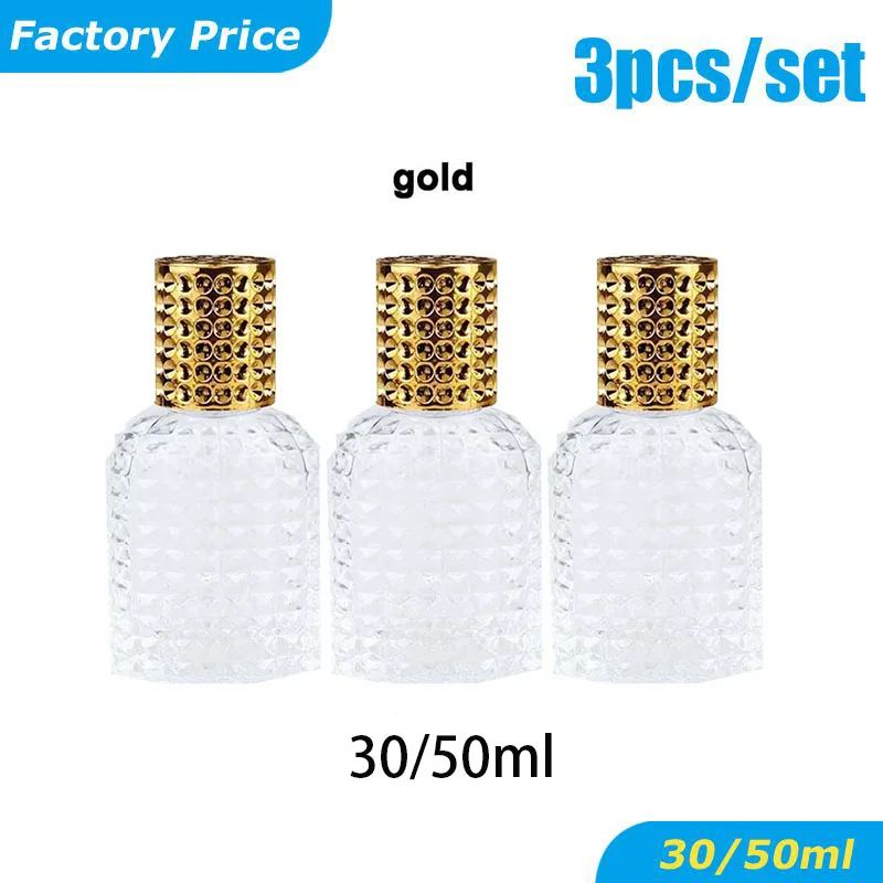 3pcs 30/50ml Pineapple Bottle Glass Portable Refillable Perfume Bottle Cosmetic Container Empty Spray Atomizer Travel Sub-bottle