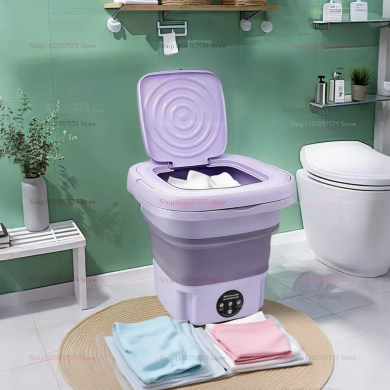 8L Portable Small Foldable Washing Machine with Spin Dryer For Socks Underwear Panties Washer Household Mini Washing Machine