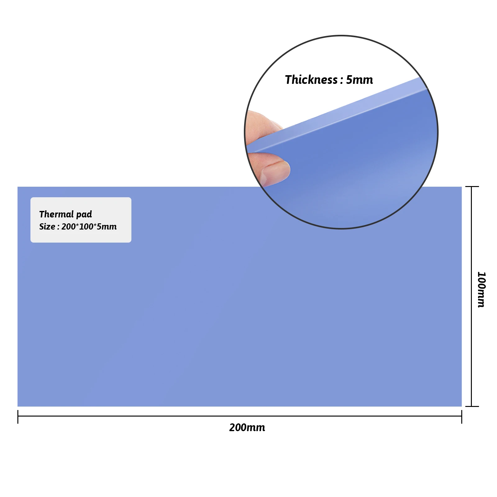 GPU CPU Heatsink Cooler Thermal Pad 6.0 W/mK High Quality Conductive 100mm*200mm*5mm Silicone Pad