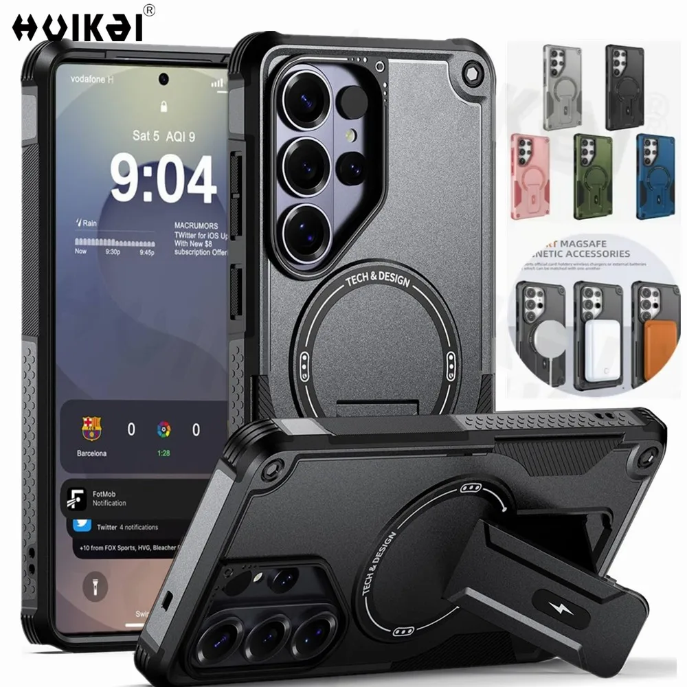 Magnetische Hülle für Samsung S26 Ultra 5G Samsung S26 Plus S26 Schutz mit Aufstellfunktion Stoßfeste Rückseite Magnetische Handyhülle