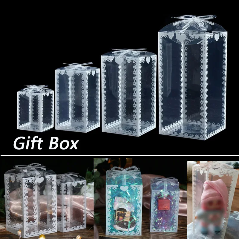 Caja de regalo transparente de PVC, caja de embalaje transparente para boda, baby shower, recuerdo de fiesta, regalo, caja de chocolate, dulces y pasteles, 10-40 Uds.