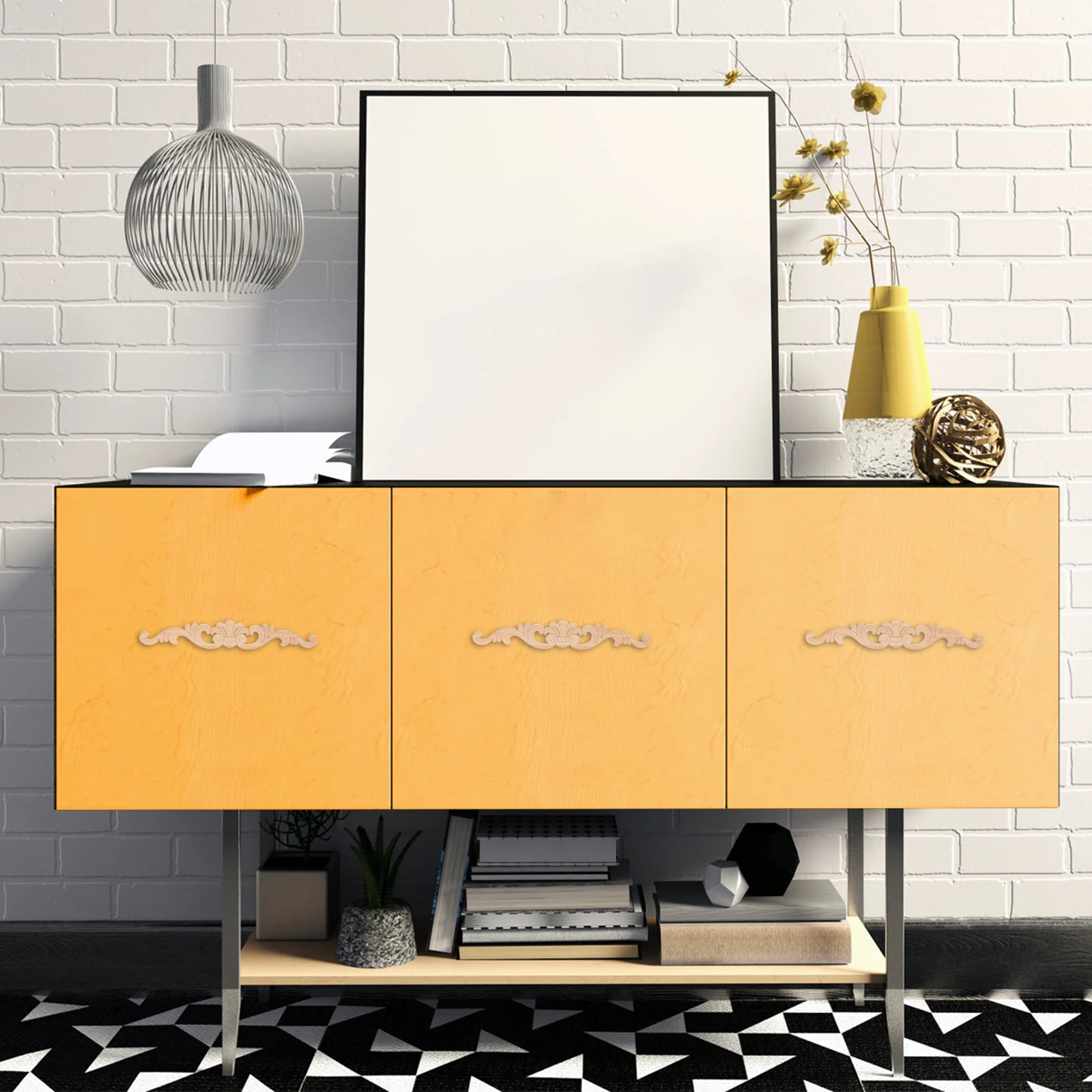 

4Pcs Floral Wood Carved Appliques Corner Onlays Unpainted Natural Wooden Decals for DIY Furniture Decor Enhancements