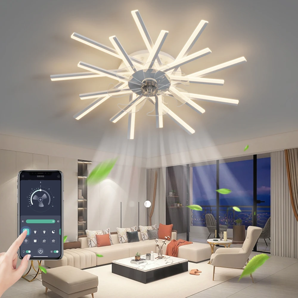 

36In Ceiling Fan with Lights LED,6 Gear Wind Speed, all the functions can be operated by the hand-held remote or APP