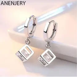 ANENJERY Fashion Cube Sparkling Zircon Pendant Dangle Earrings For Women Wedding Jewelry Christmas Gifts S-E228