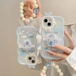 Kawaii Cinnamoroll with Bracelet Bracelet Phone Case MINISO Anime Fashion for IPhone 15 14 13 12 11 Pro Max XR XS MAX X 7