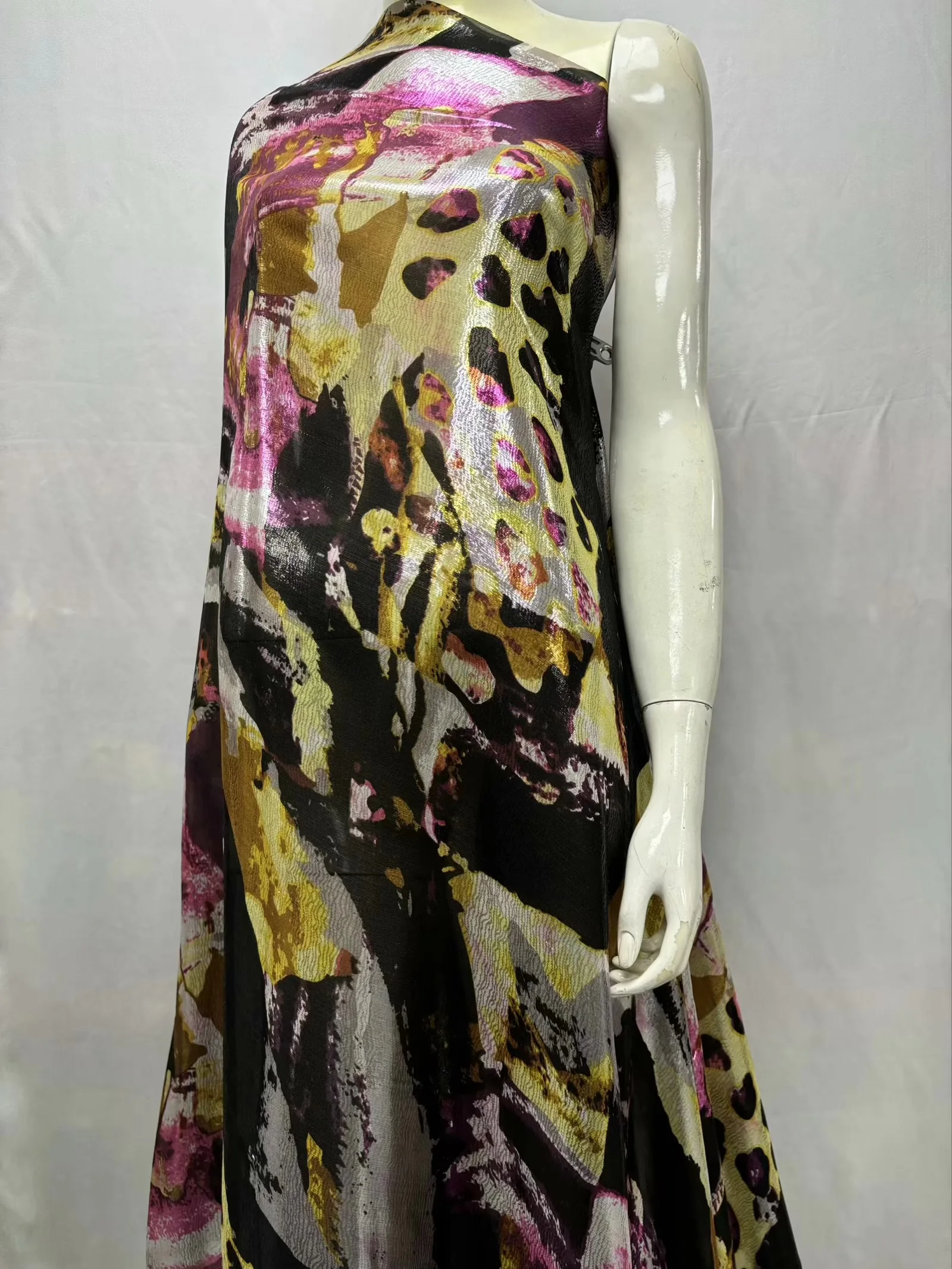 3.65+2+2 Yards/Set Soft African Chiffon Print Satin Silk Fabric With George Sequins Lace For Party Lady Dress Sewing Material SS