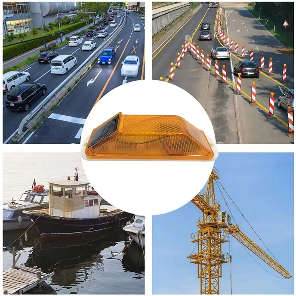 Durable Rechargeable LED Solar Strobe Warning Lamp Flashing Waterproof Solar Guardrail Light Outdoor Reflective Street Lamp