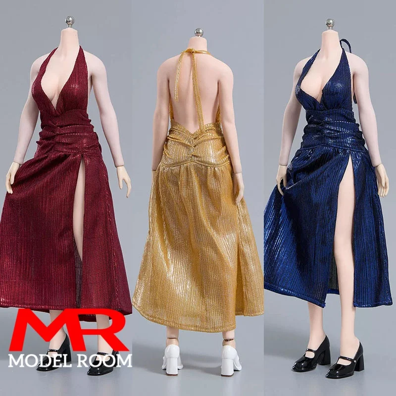 cdtoys cd103 1/6 Female  Evening Dress Deep V-Neck Halter High Slit Long Gown Clothes Model Fit 12 inch Soldier Action Figure