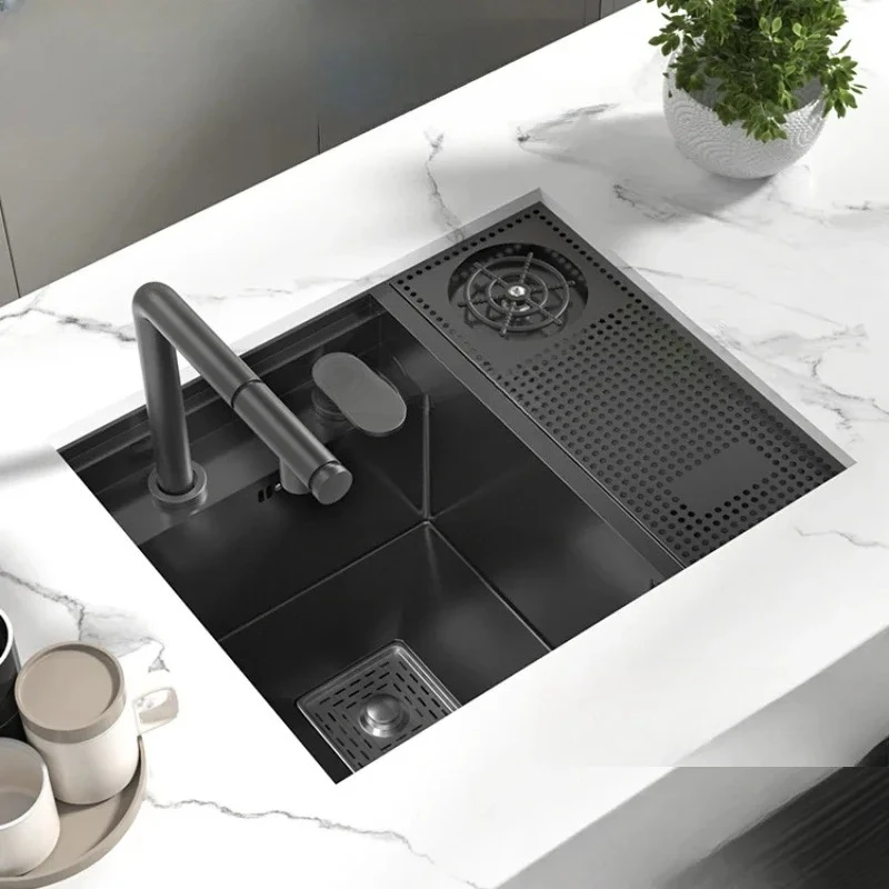 

Nano Stainless Steel Bar Invisible Small Water Channel Single Sink Cover Plate High Pressure Cup Cleaner Hidden Washing Bas