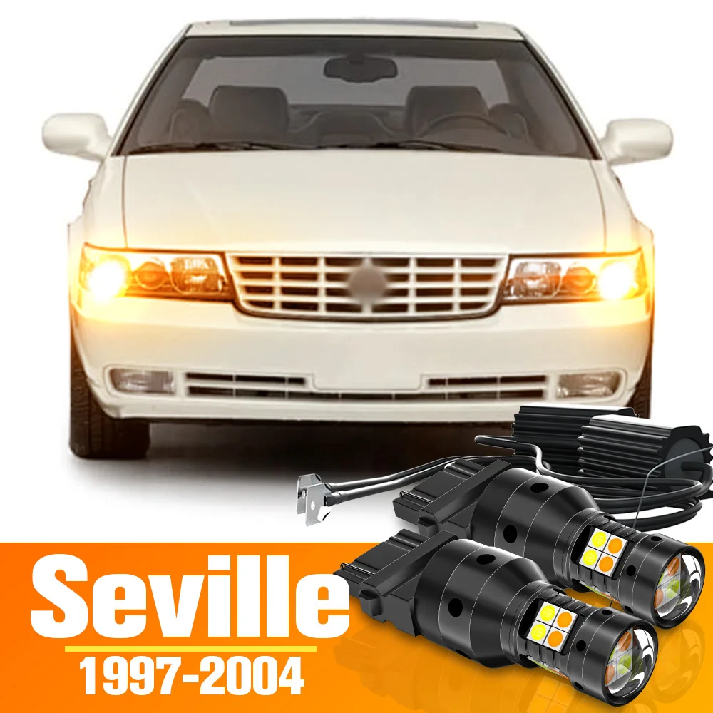 

2x LED Dual Mode Turn Signal+Daytime Running Light DRL For Cadillac Seville Accessories Bulb 1997-2004 1998 1999 2000 2001 2002