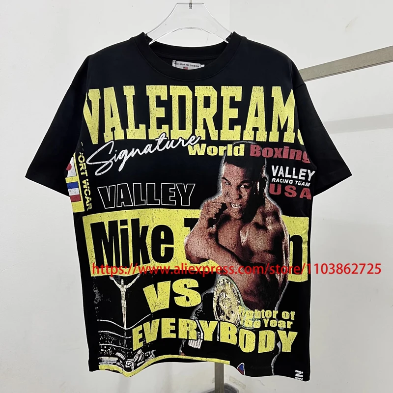 

Trendy Summer VALLEY T-shirt Hip-hop Rock High Quality Boxing Print Short Sleeves Loose Round Collar VALE T Shirts