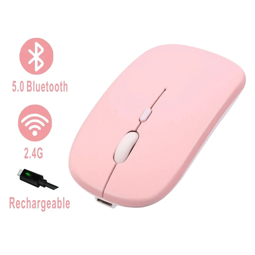 Computer Wireless USB Mouse Bluetooth ricaricabile Dual Mode 5.0 con Mouse Desktop Gamer da ufficio per PC Laptop